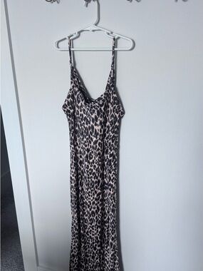 Anthropologie Leopard Print Maxi Dress in Beige and Black